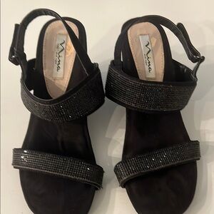 Nina Black Sparkle Women's Sandals